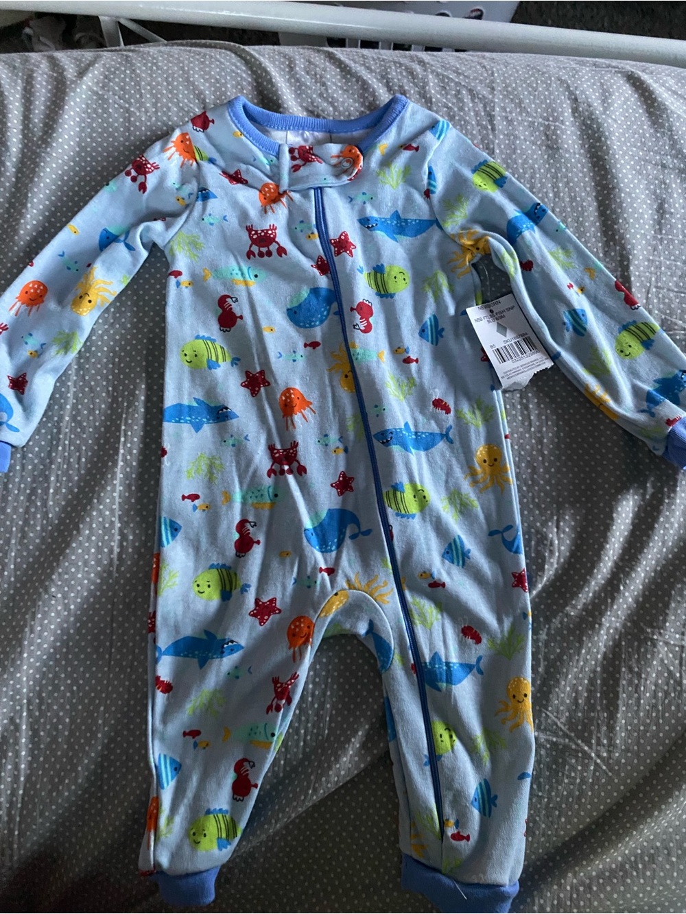 Light Blue Infant Sleeper with Colorful Sea Creatures